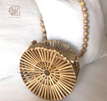 Load image into Gallery viewer, Natural Round Bamboo bag