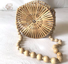 Load image into Gallery viewer, Natural Round Bamboo bag