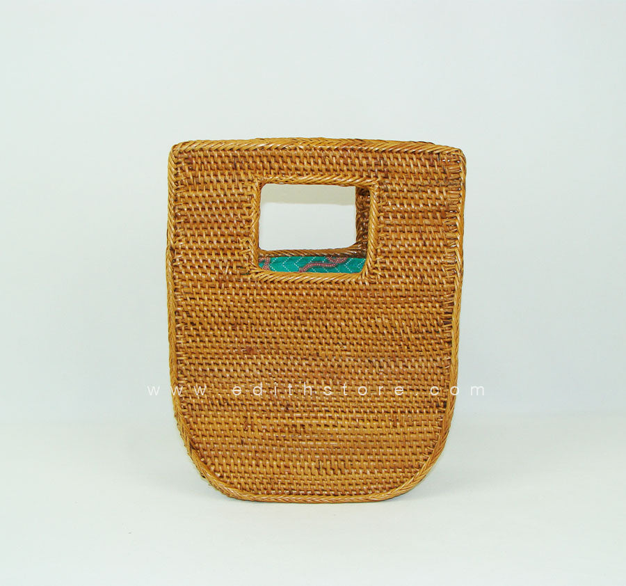 Square rattan handbag